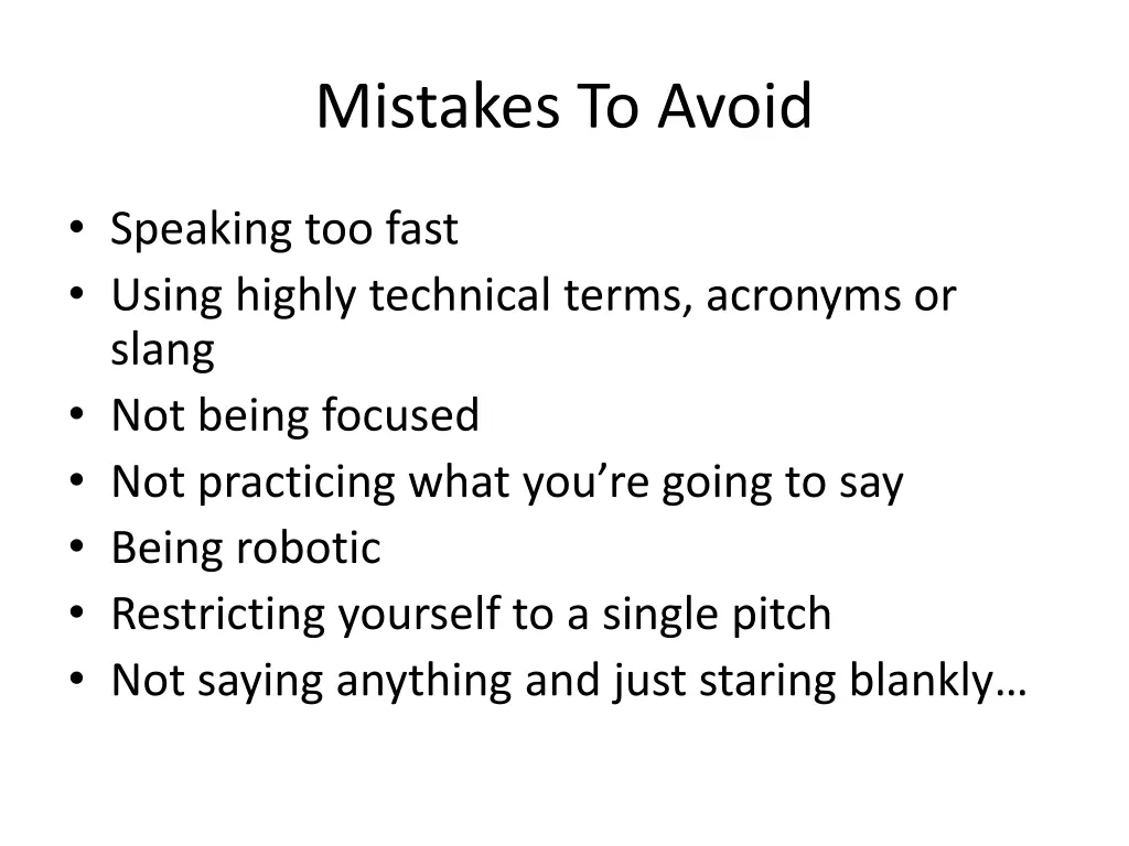 mistakes to avoid