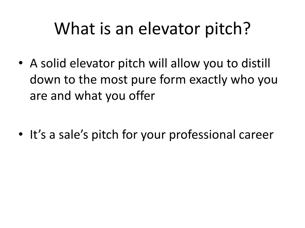 what is an elevator pitch 1