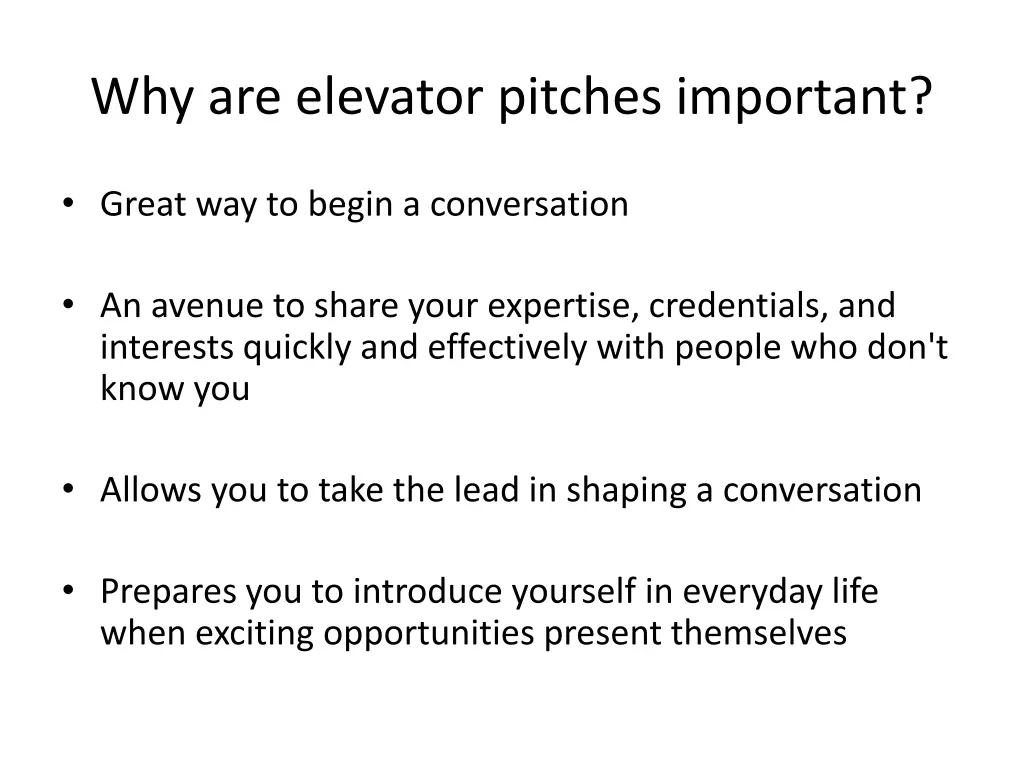why are elevator pitches important