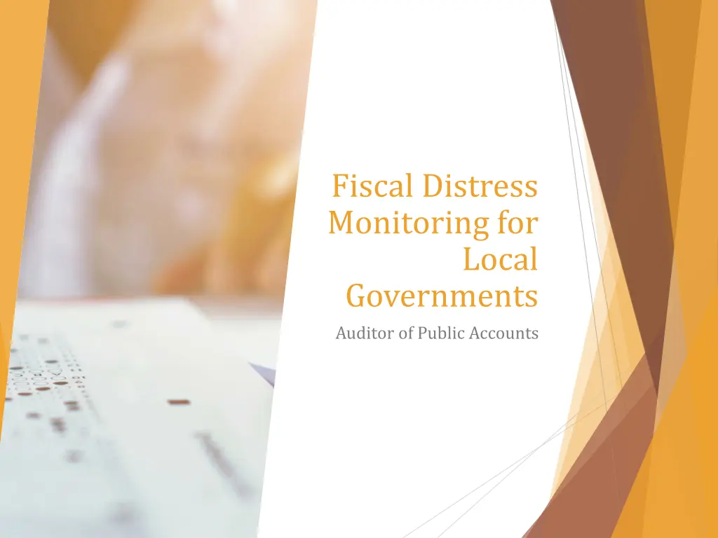 fiscal distress monitoring for