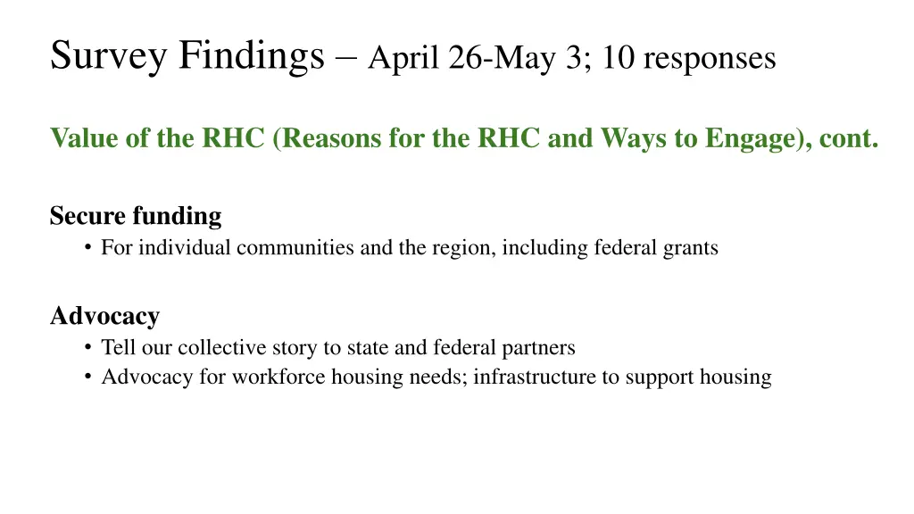 survey findings april 26 may 3 10 responses 5