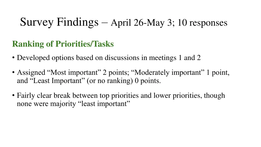 survey findings april 26 may 3 10 responses