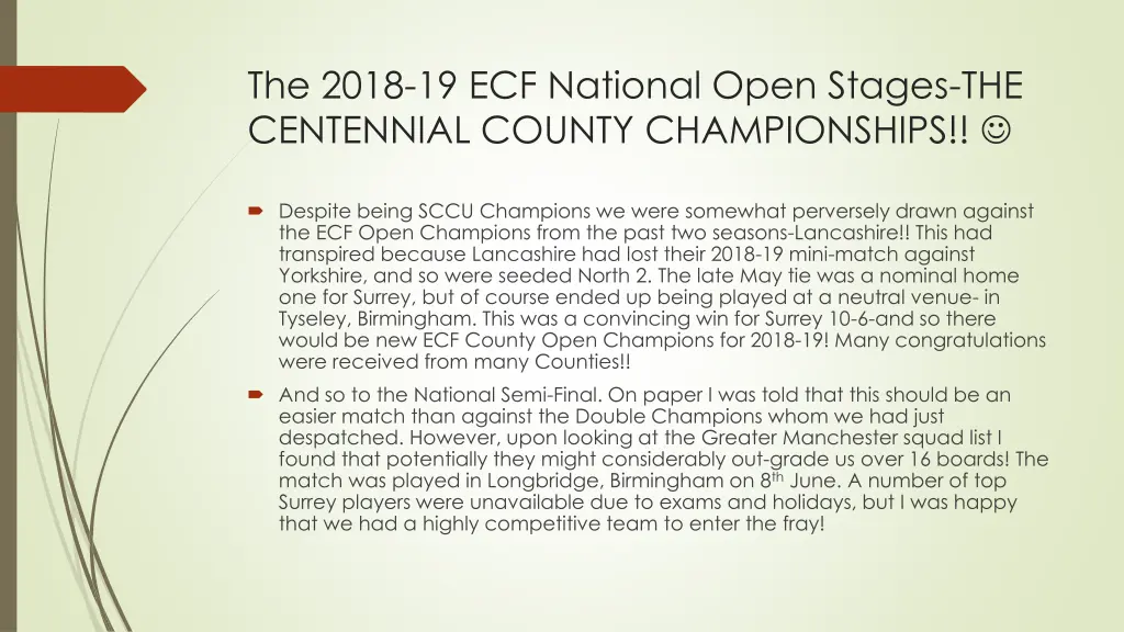 the 2018 19 ecf national open stages
