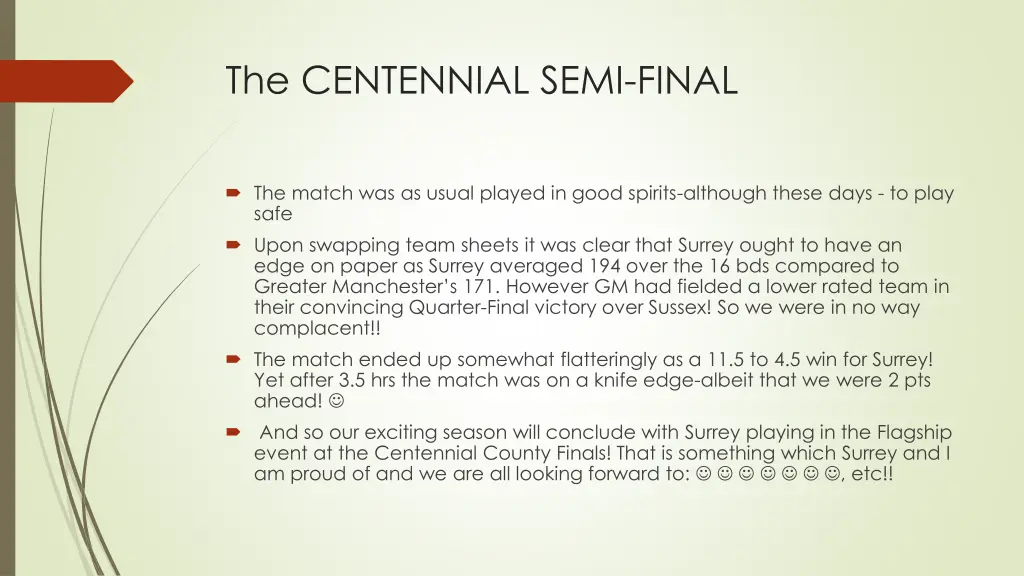 the centennial semi final