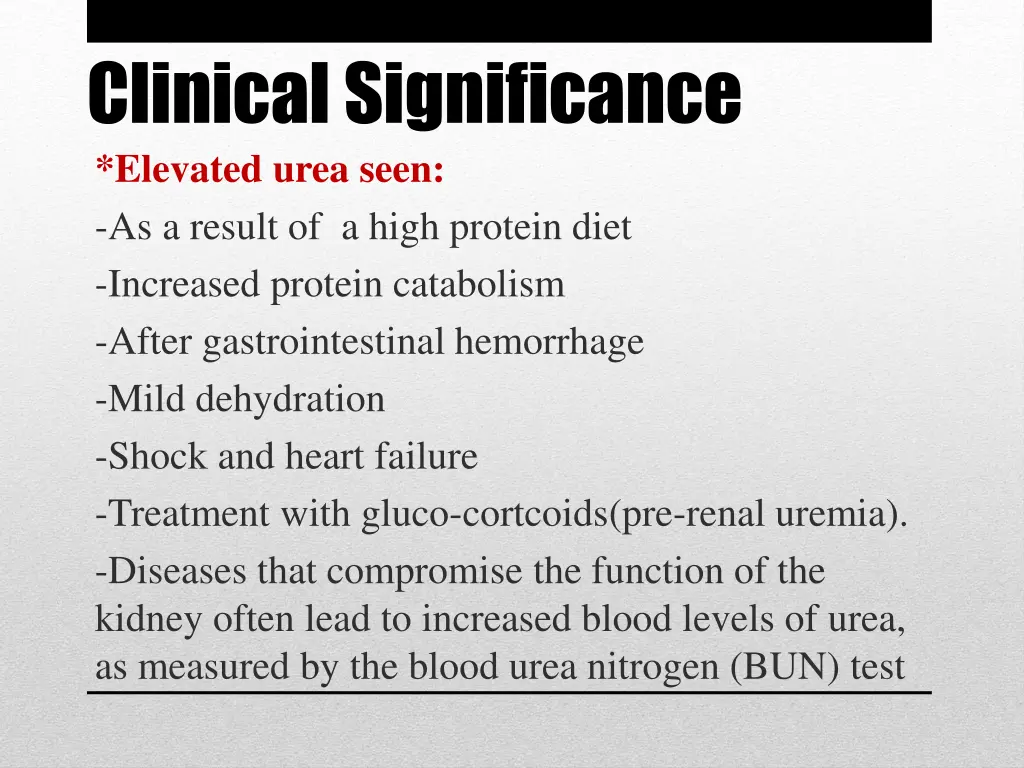clinical significance elevated urea seen