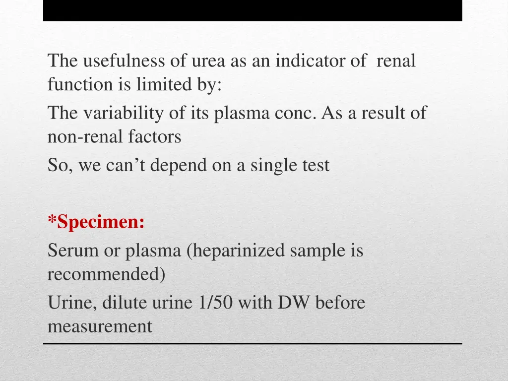 the usefulness of urea as an indicator of renal