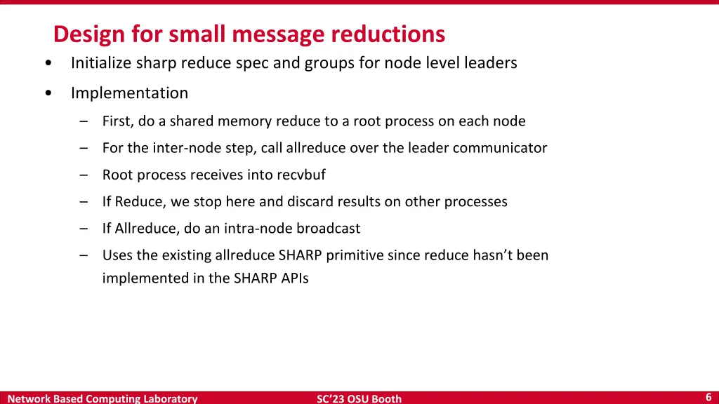 design for small message reductions