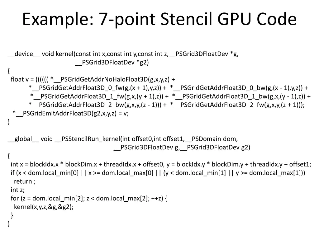 example 7 point stencil gpu code