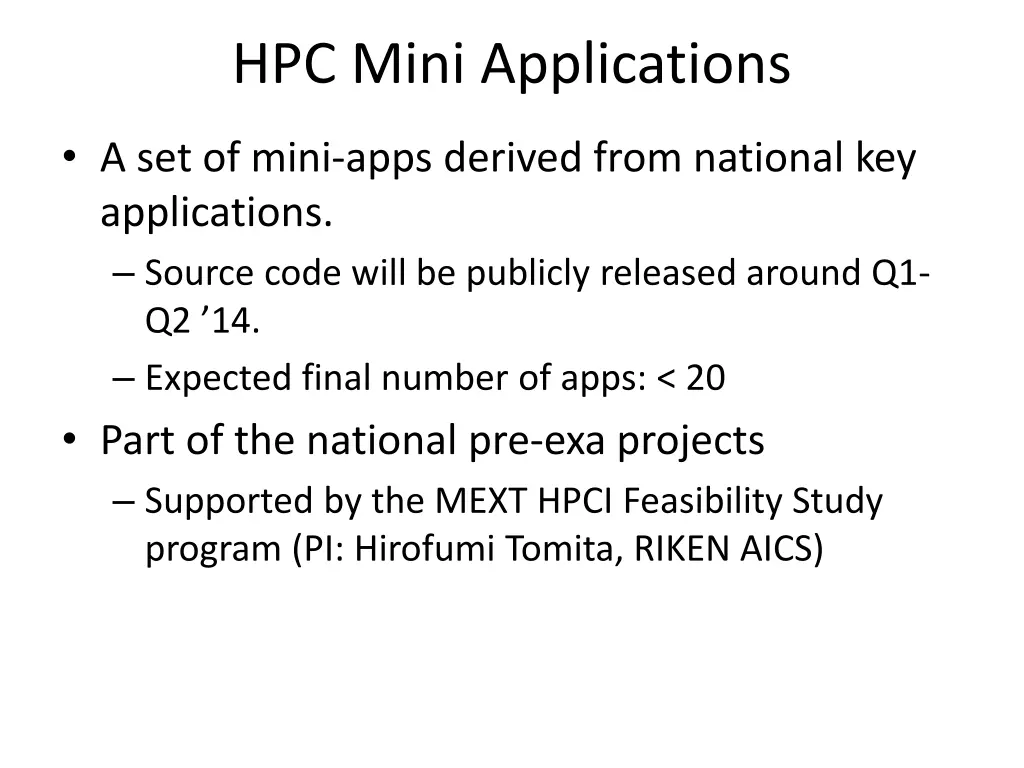 hpc mini applications