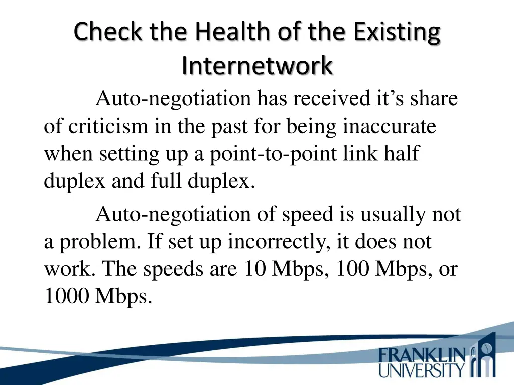 check the health of the existing internetwork 2
