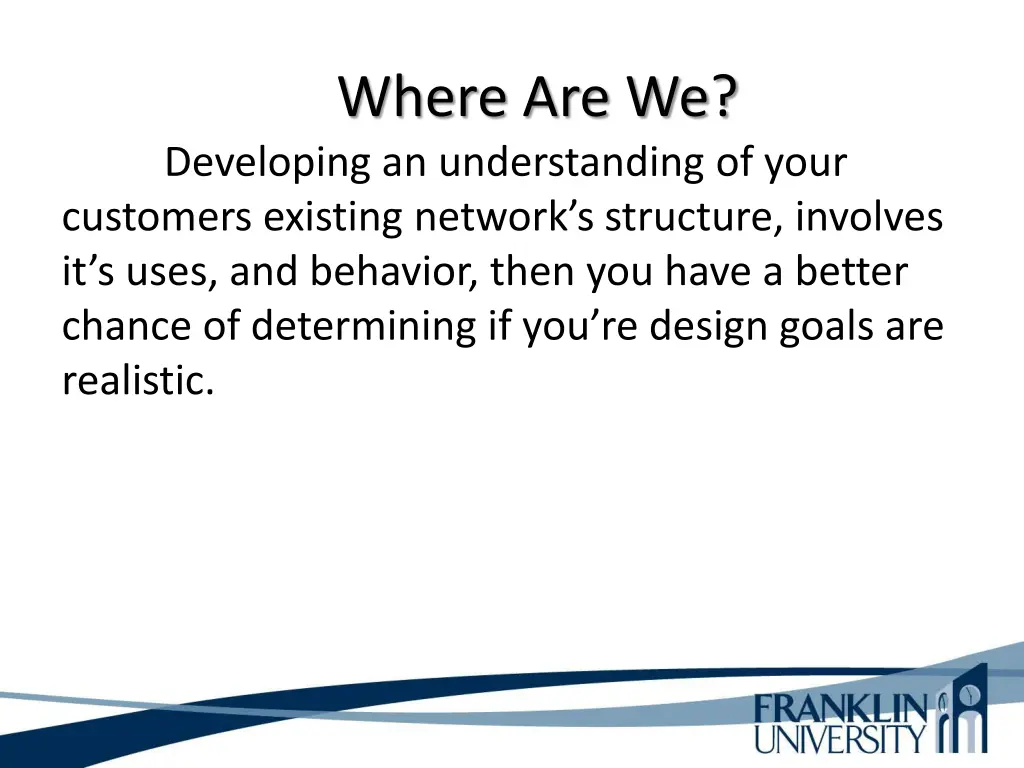 where are we developing an understanding of your