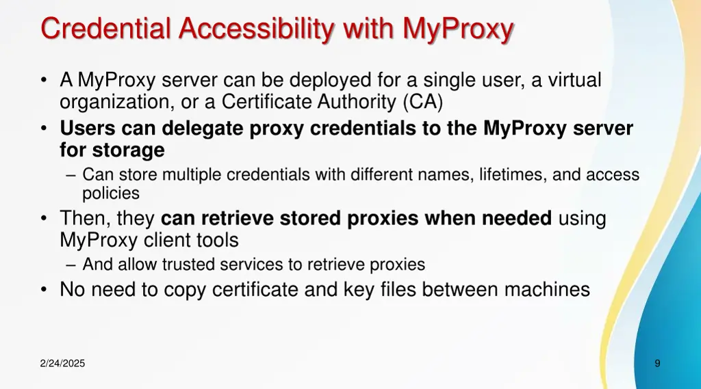 credential accessibility with myproxy