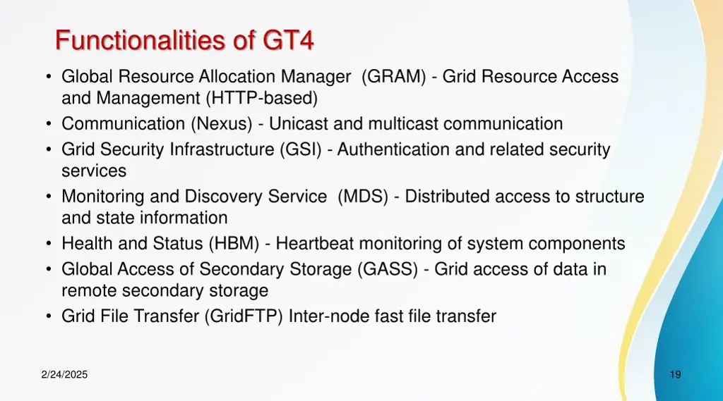 functionalities of gt4