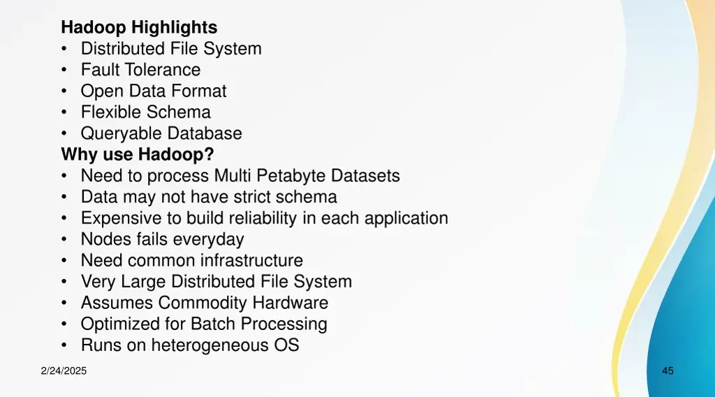 hadoop highlights distributed file system fault
