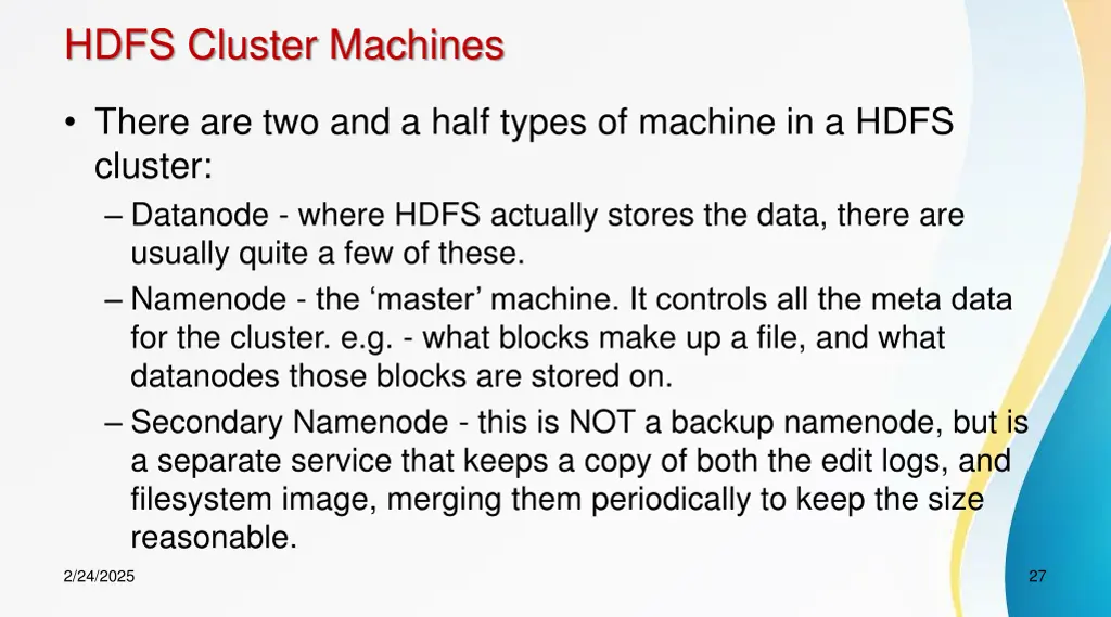 hdfs cluster machines