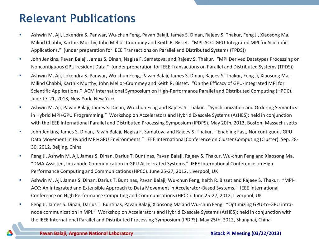 relevant publications