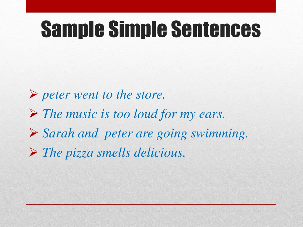 sample simple sentences