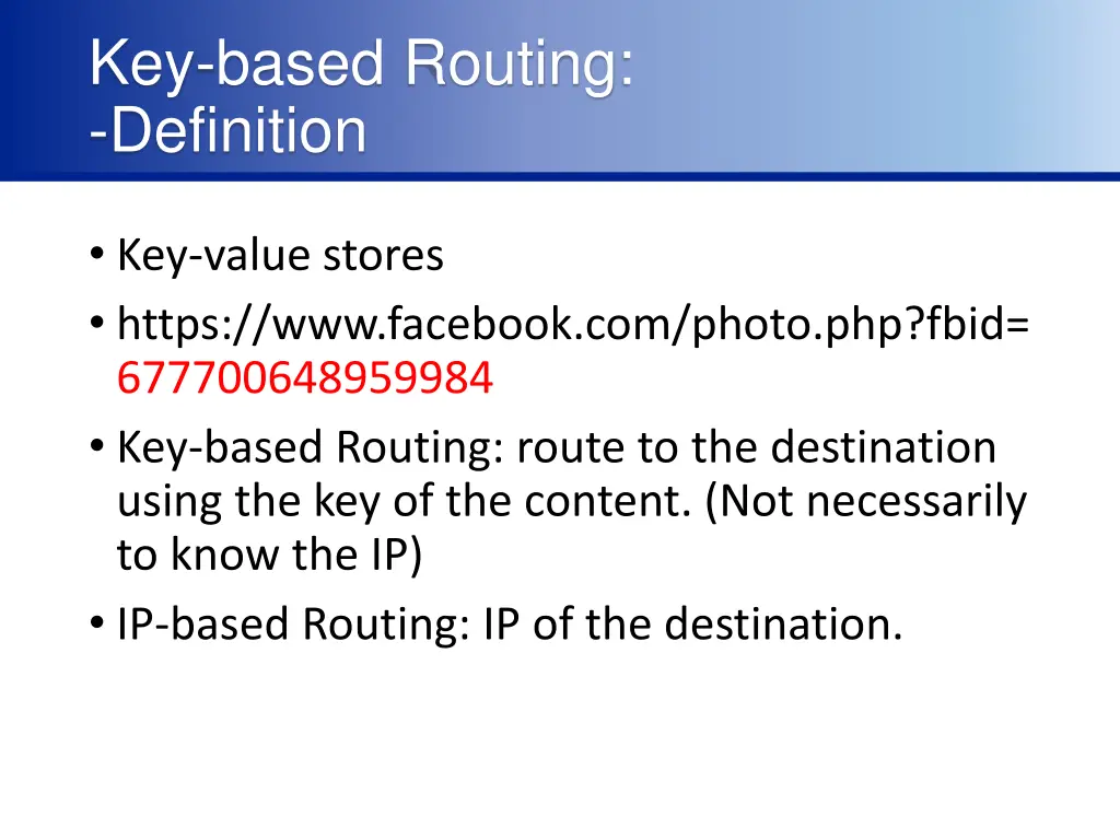 key based routing definition