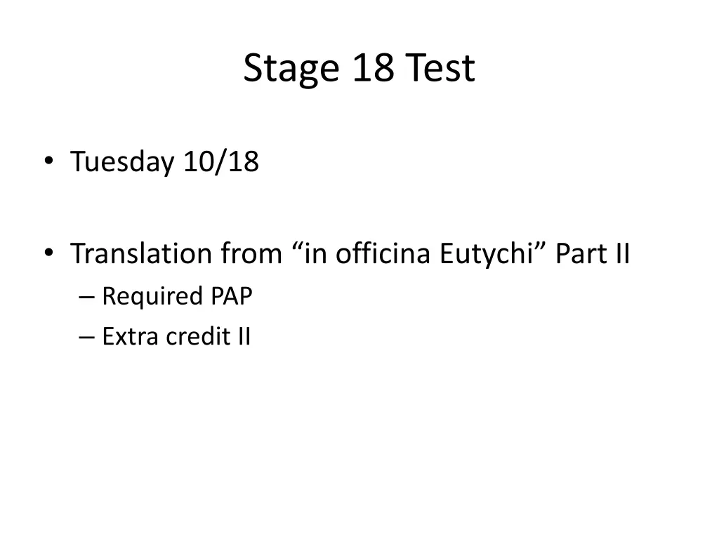 stage 18 test 1