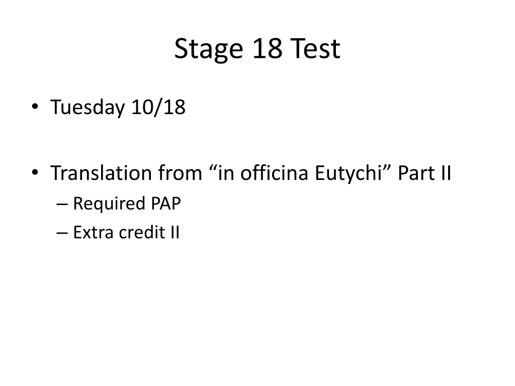 stage 18 test