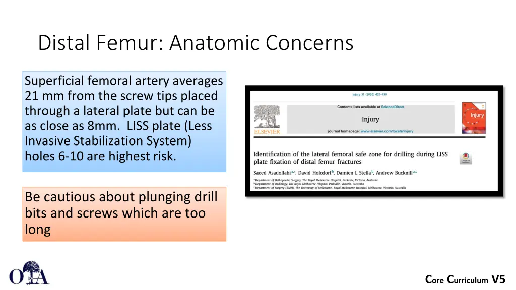 distal femur anatomic concerns