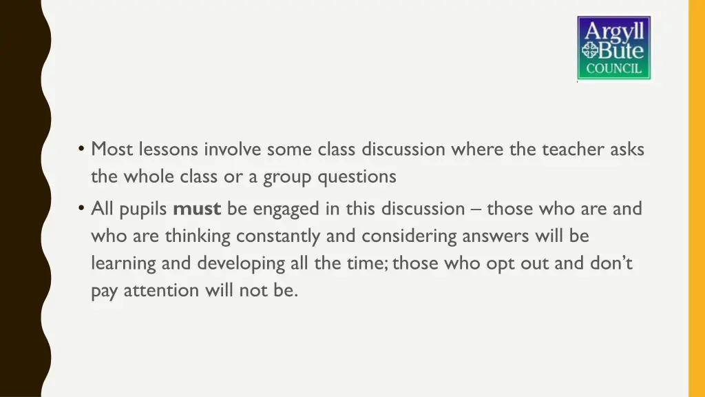 most lessons involve some class discussion where