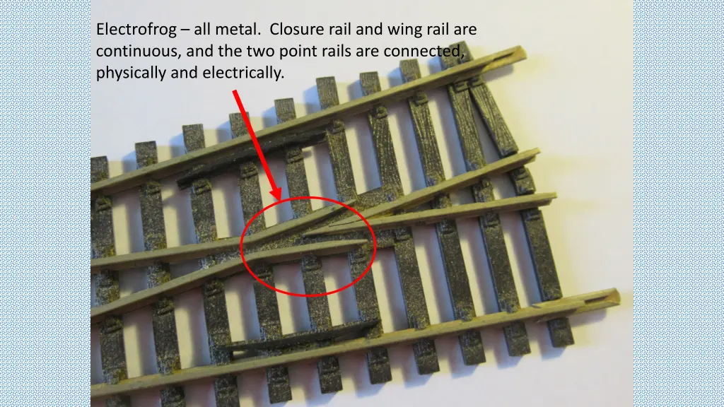 electrofrog all metal closure rail and wing rail