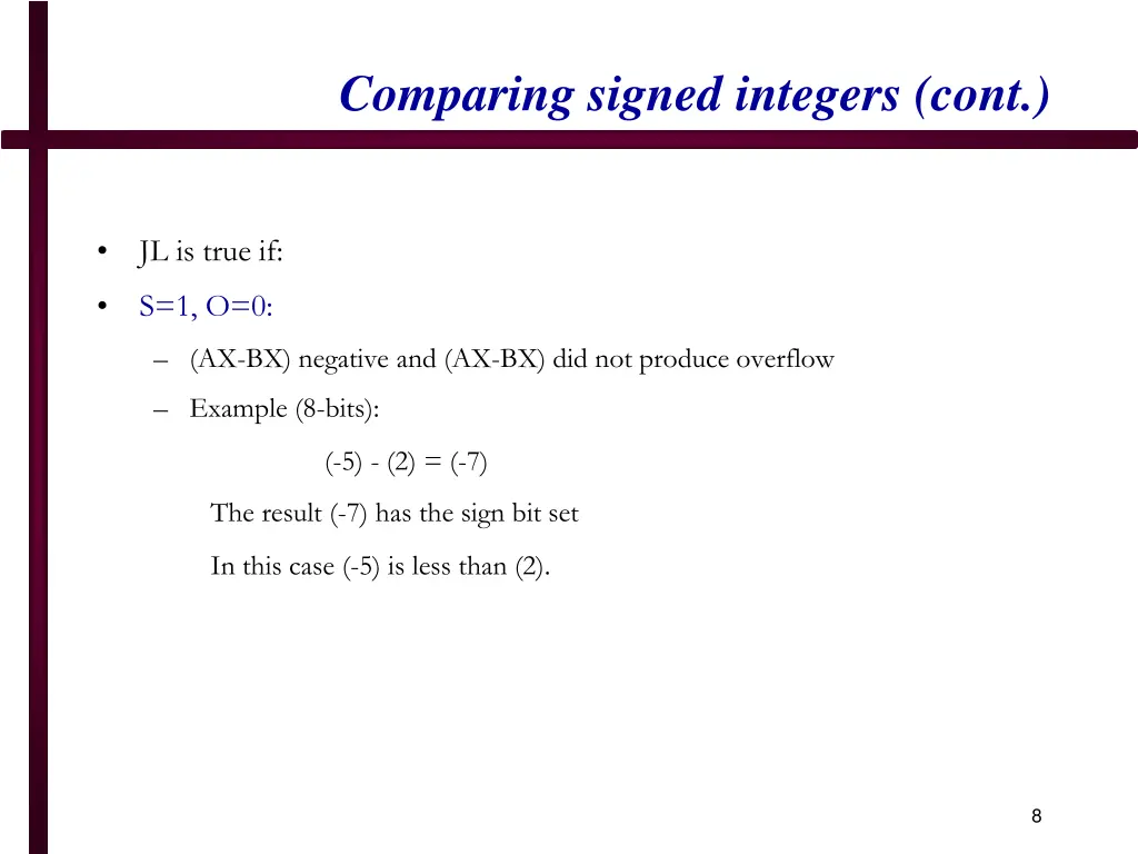 comparing signed integers cont