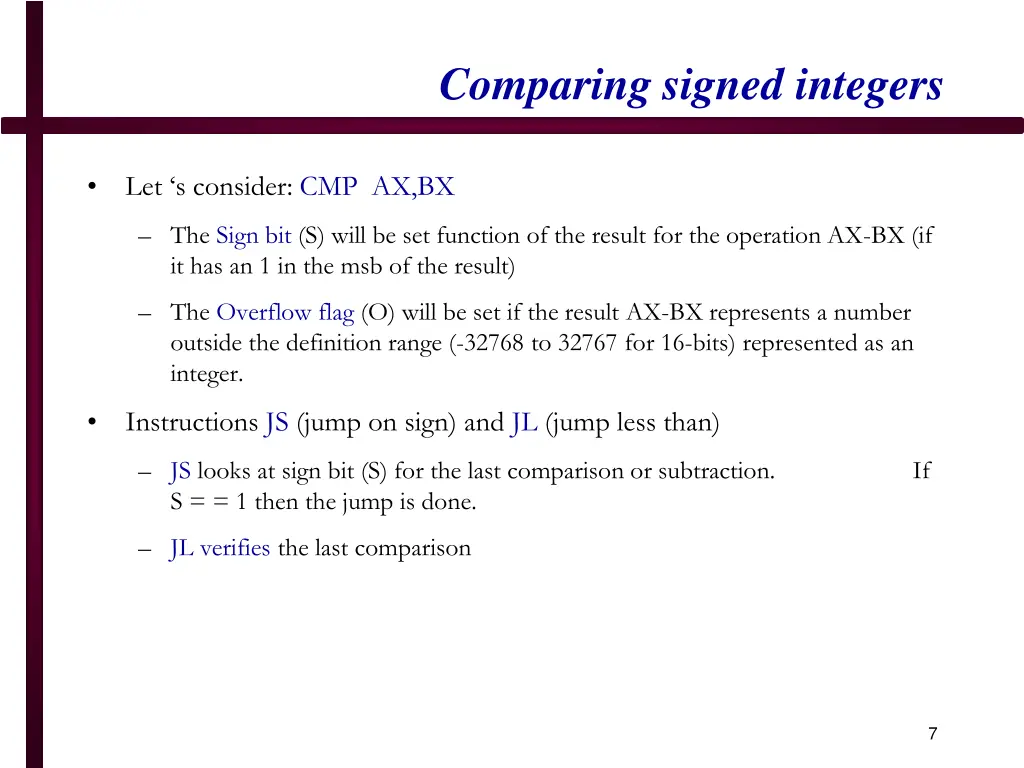 comparing signed integers