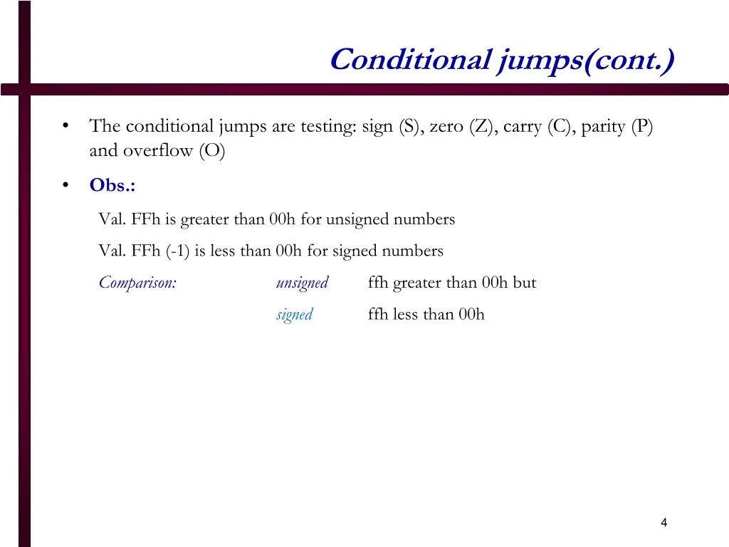 conditional jumps cont