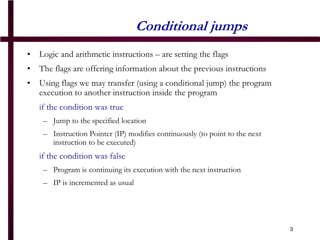conditional jumps