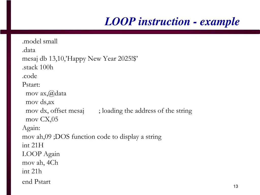 loop instruction example