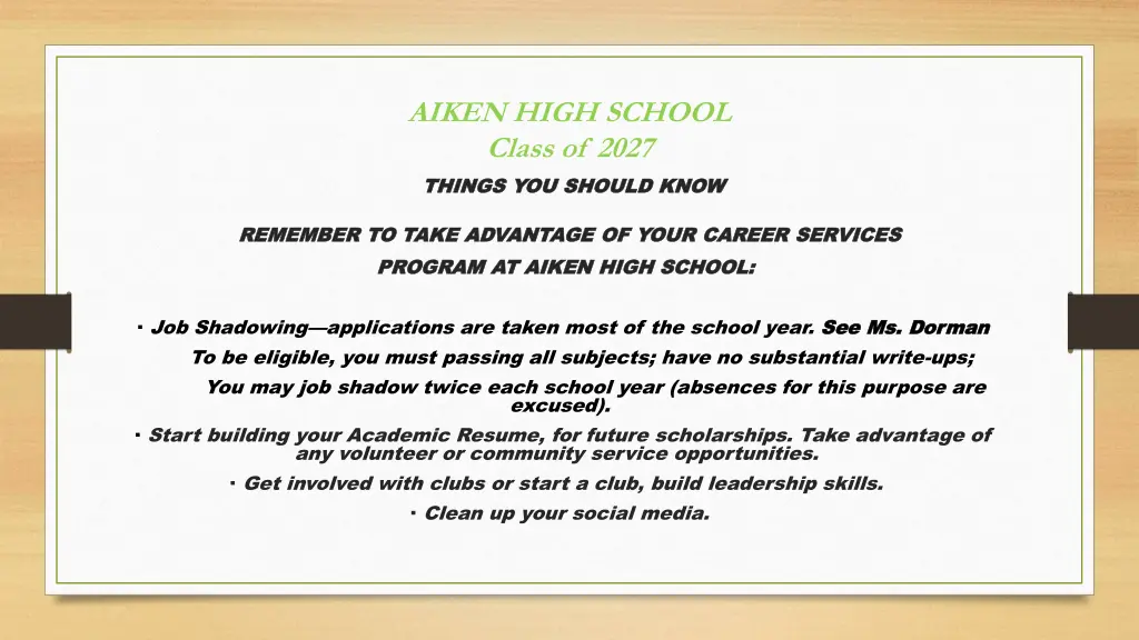 aiken high school class of 2027 things you should