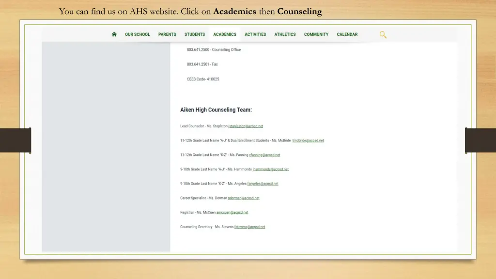 you can find us on ahs website click on academics