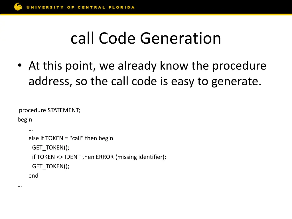 call code generation