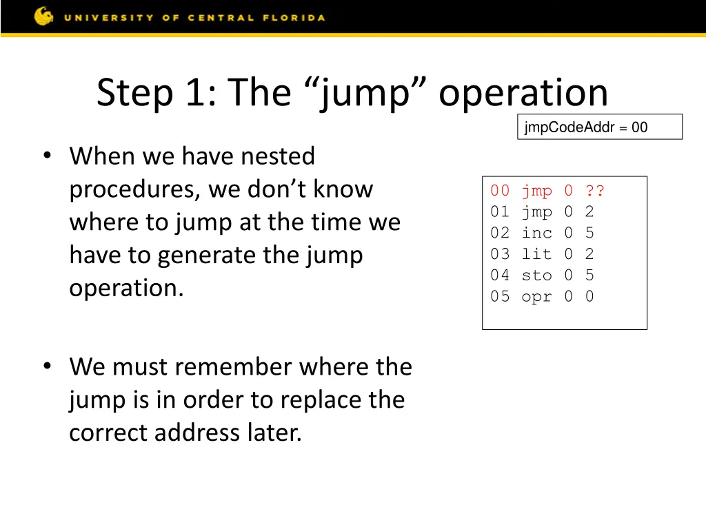 step 1 the jump operation 1
