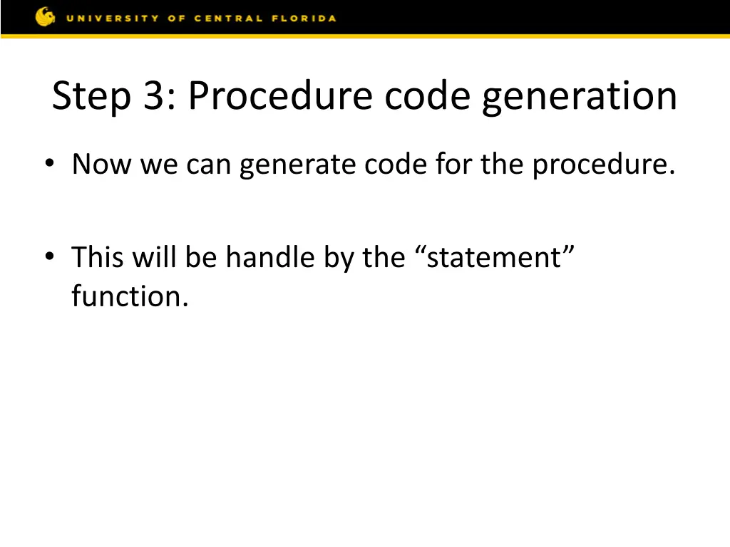 step 3 procedure code generation