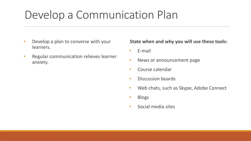 develop a communication plan