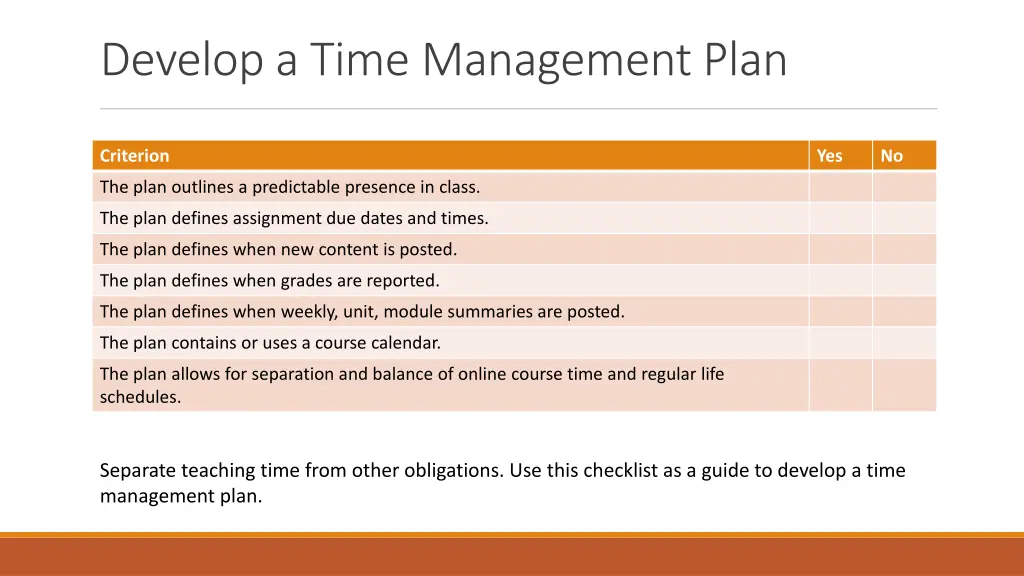 develop a time management plan