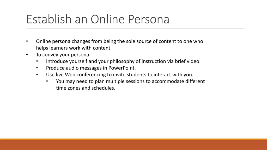 establish an online persona
