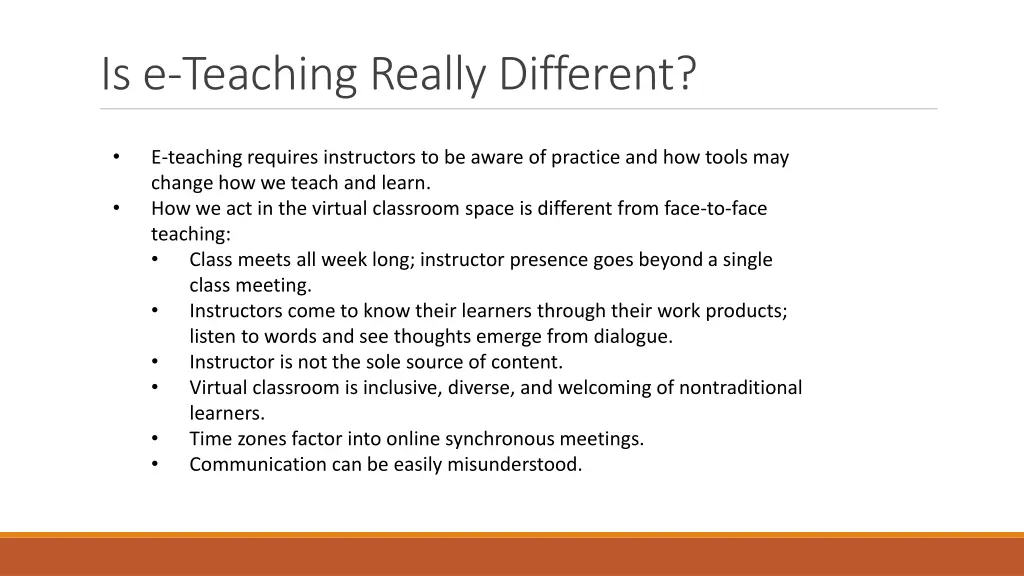 is e teaching really different