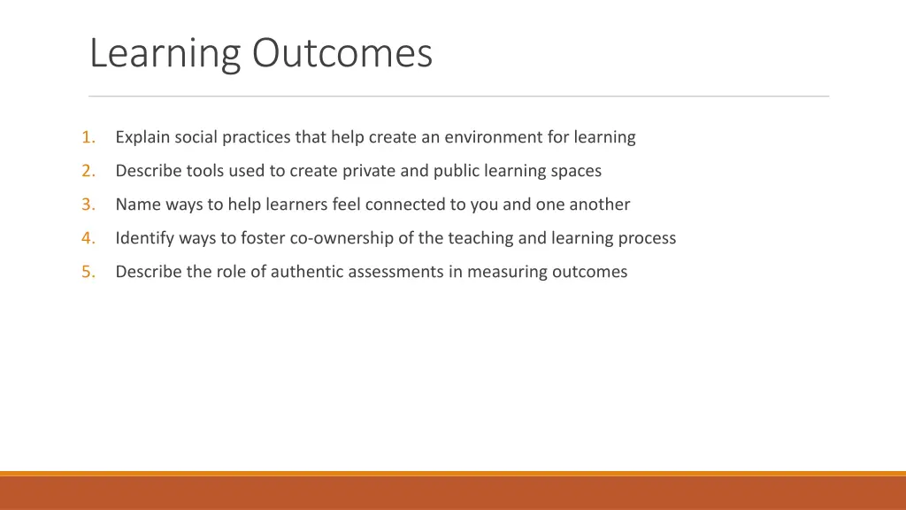 learning outcomes