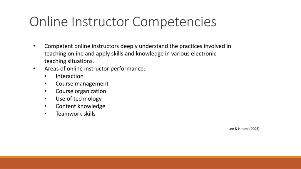 online instructor competencies