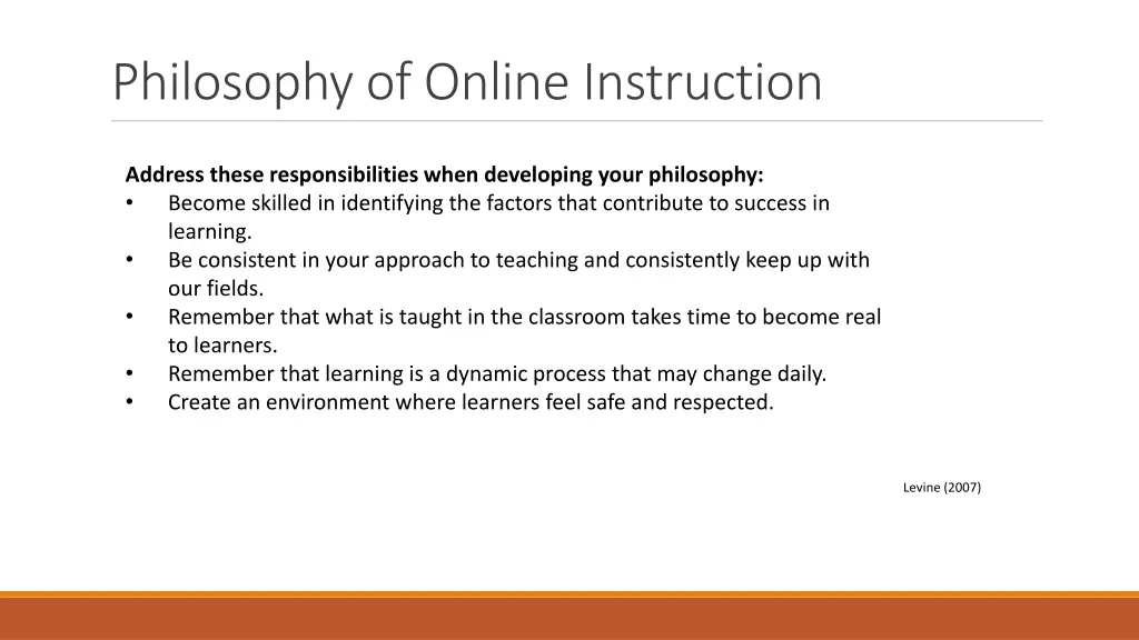 philosophy of online instruction