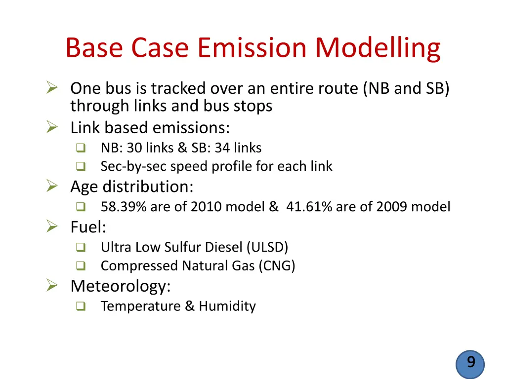base case emission modelling