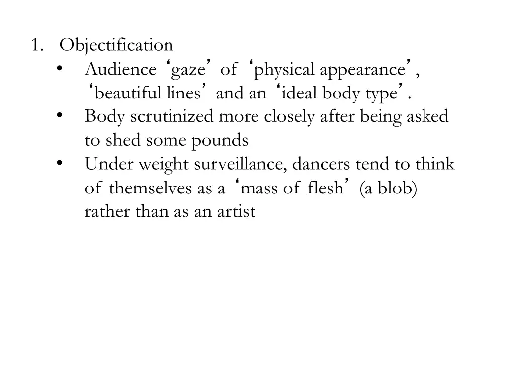 1 objectification audience gaze of physical