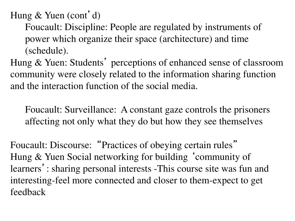 hung yuen cont d foucault discipline people