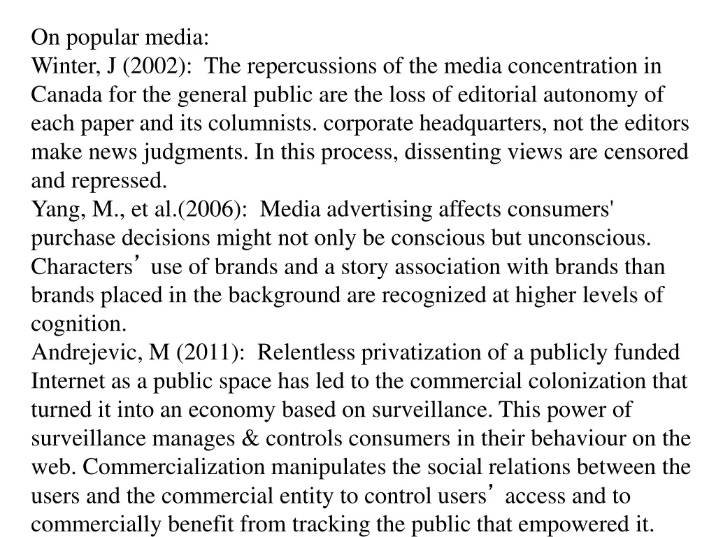 on popular media winter j 2002 the repercussions