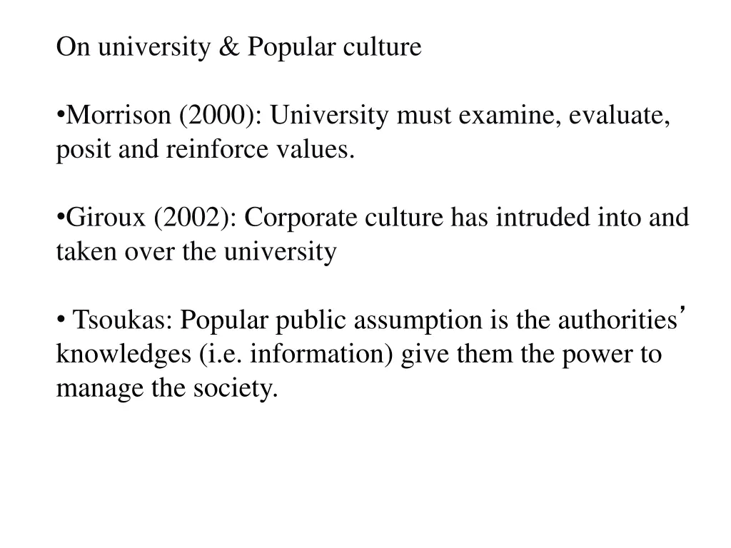 on university popular culture