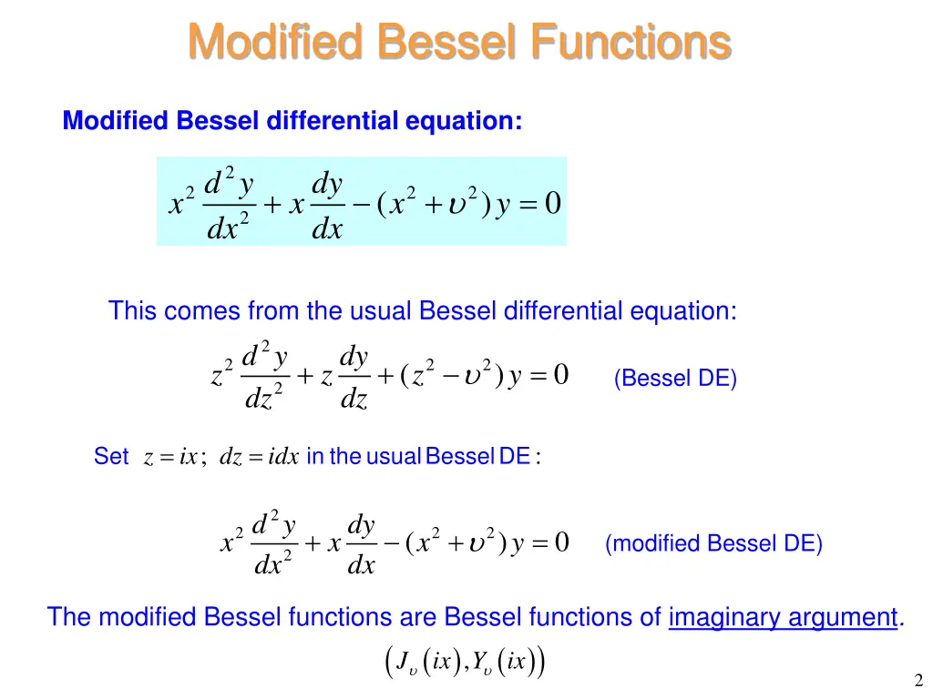 modified bessel functions